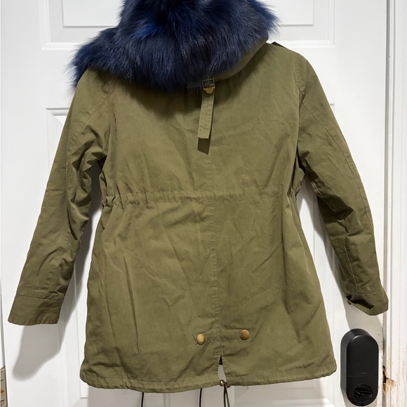 Lola and the Boys- Girls Utility Jacket with Blue Faux Fur removable lining - Picture 2 of 12